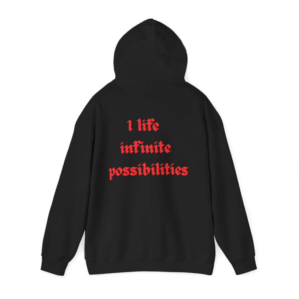 Red Lettered One Life Infinite Possibilities Hoodie